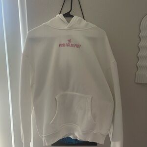 Pink Palm Puff White Hoodie Authentic W/ Box
